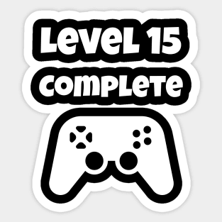 Level 15 Completed Video Gamer 15th Birthday Gift Sticker